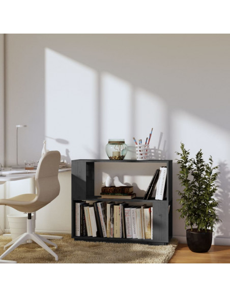 Libreria/Divisorio Grigio 80x25x70 cm in Legno Massello di Pino