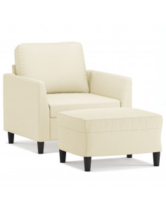 Poltrona con Poggiapiedi Crema 60 cm in Similpelle