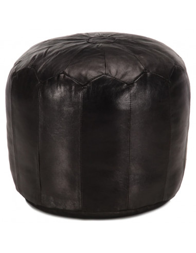 Pouf Nero 40x35 cm in Vera Pelle di Capra