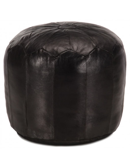 Pouf Nero 40x35 cm in Vera Pelle di Capra