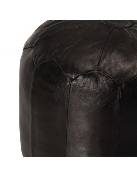 Pouf Nero 40x35 cm in Vera Pelle di Capra