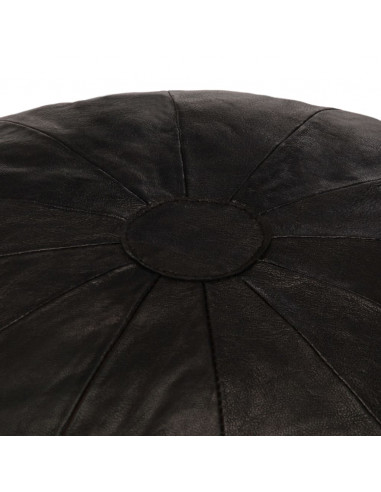 Pouf Nero 40x35 cm in Vera Pelle di Capra