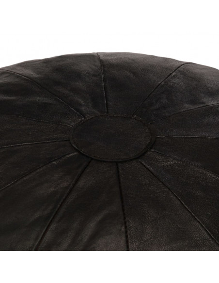Pouf Nero 40x35 cm in Vera Pelle di Capra