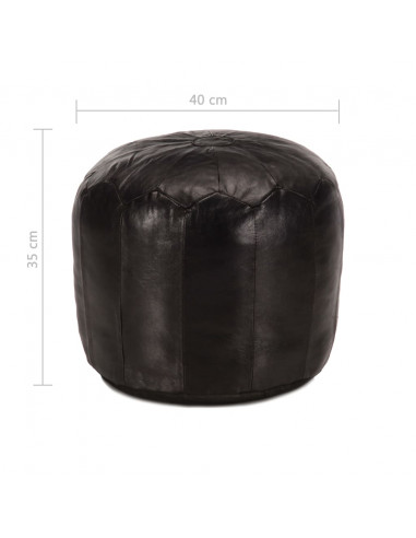 Pouf Nero 40x35 cm in Vera Pelle di Capra