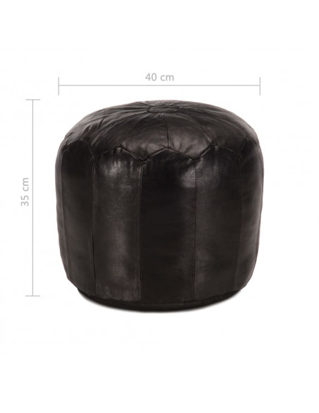 Pouf Nero 40x35 cm in Vera Pelle di Capra