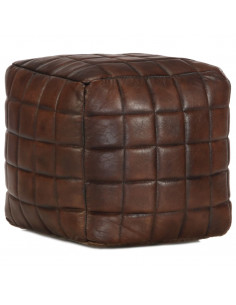 Pouf Marrone Scuro 40x40x40 cm in Vera Pelle di Capra