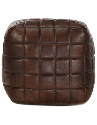 Pouf Marrone Scuro 40x40x40 cm in Vera Pelle di Capra