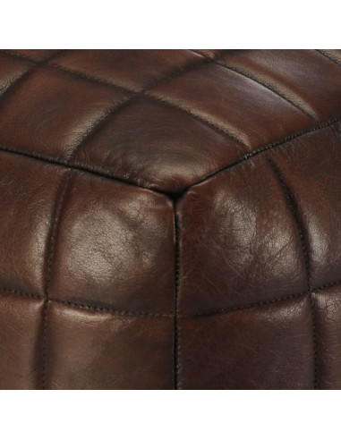 Pouf Marrone Scuro 40x40x40 cm in Vera Pelle di Capra