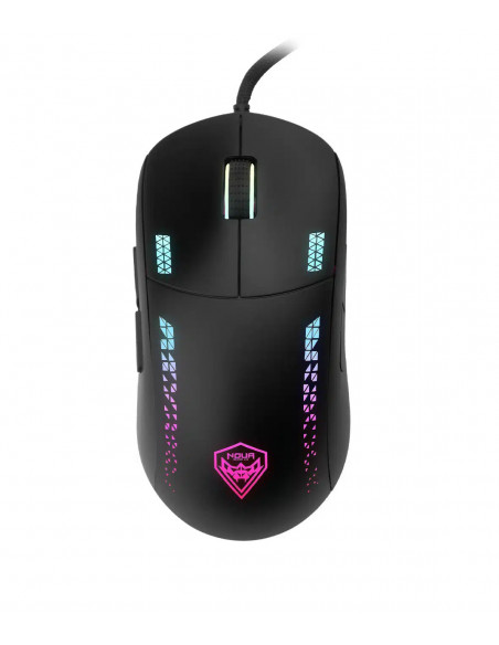 NOUA MOUSE GAMING LOOP CAVO USB NERO E GRAFICHE ROSA/AZZURRO 9 PULSANTI