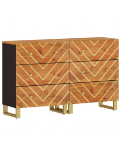 Mobiletti 2pz Marrone e Nero 60x33,5x75 cm Legno Massello Mango