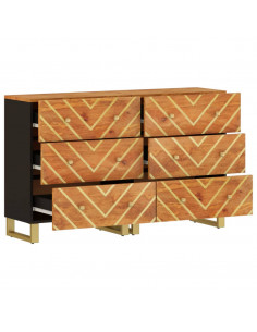 Mobiletti 2pz Marrone e Nero 60x33,5x75 cm Legno Massello Mango 2