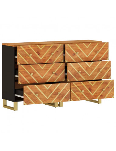 Mobiletti 2pz Marrone e Nero 60x33,5x75 cm Legno Massello Mango