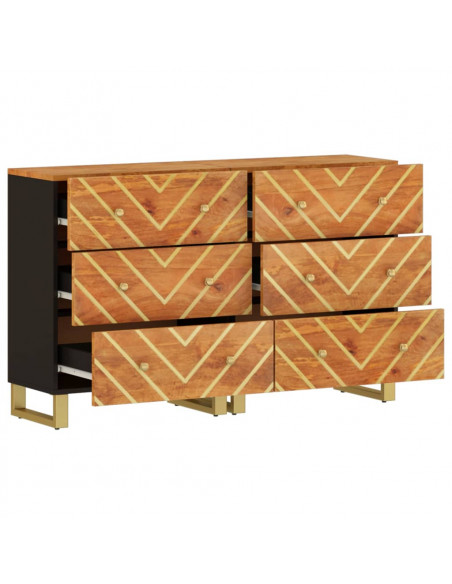 Mobiletti 2pz Marrone e Nero 60x33,5x75 cm Legno Massello Mango