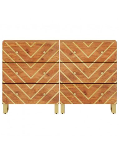 Mobiletti 2pz Marrone e Nero 60x33,5x75 cm Legno Massello Mango