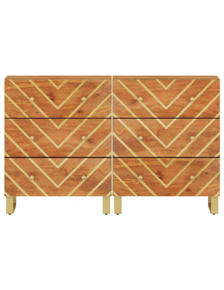 Mobiletti 2pz Marrone e Nero 60x33,5x75 cm Legno Massello Mango