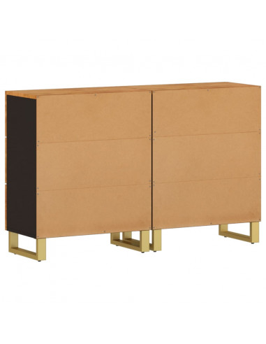 Mobiletti 2pz Marrone e Nero 60x33,5x75 cm Legno Massello Mango