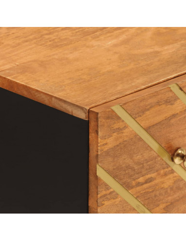 Mobiletti 2pz Marrone e Nero 60x33,5x75 cm Legno Massello Mango