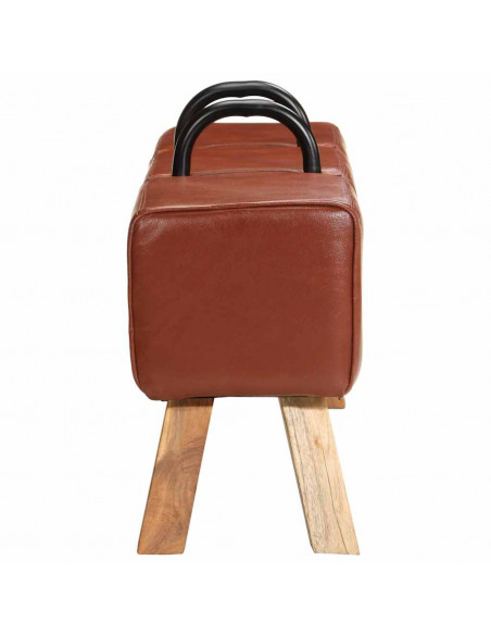 Panca per Esercizi Marrone 110 cm in Vera Pelle