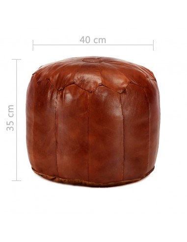 Pouf Tanno 40x35 cm in Vera Pelle di Capra