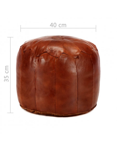 Pouf Tanno 40x35 cm in Vera Pelle di Capra