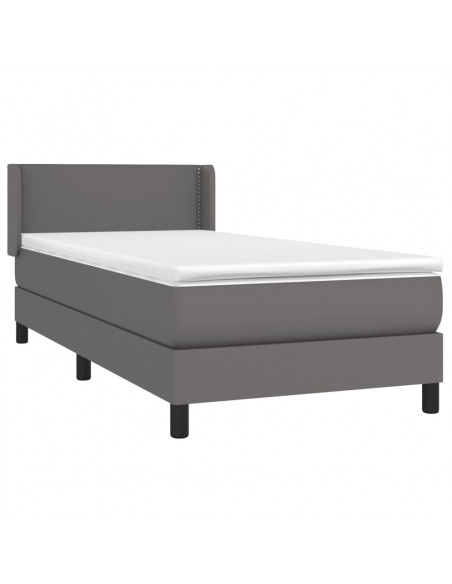 Giroletto a Molle con Materasso Grgio 90x200 cm in Similpelle