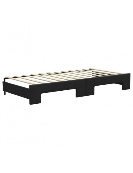 Divano Letto Estraibile con Cassetti Nero 90x200 cm in Tessuto