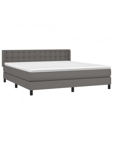 Giroletto a Molle con Materasso Grigio 160x200 cm in Similpelle