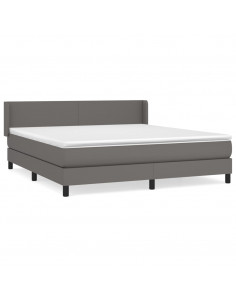 Giroletto a Molle con Materasso Grigio 160x200 cm in Similpelle