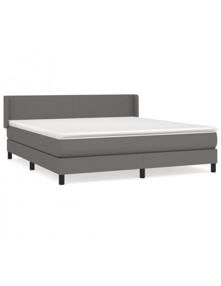 Giroletto a Molle con Materasso Grigio 160x200 cm in Similpelle