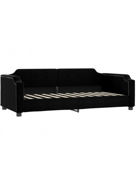 Letto da Giorno Nero 100x200 cm in Tessuto