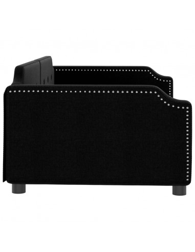 Letto da Giorno Nero 100x200 cm in Tessuto