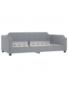 Letto da Giorno Grigio Chiaro 90x190 cm in Tessuto