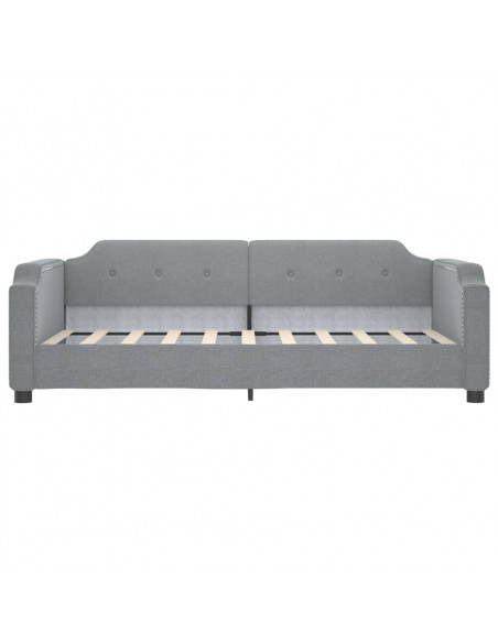 Letto da Giorno Grigio Chiaro 90x190 cm in Tessuto