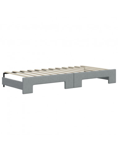 Divano Letto Estraibile Cassetti Grigio Chiaro 90x200cm Tessuto