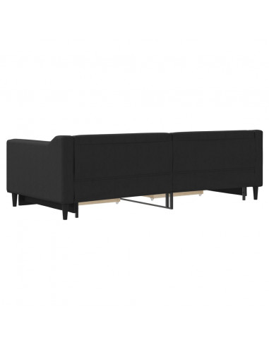 Divano Letto Estraibile con Cassetti Nero 90x200 cm in Tessuto