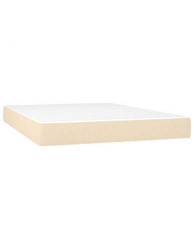 Letto a Molle con Materasso e LED Crema 140x190 cm in Tessuto