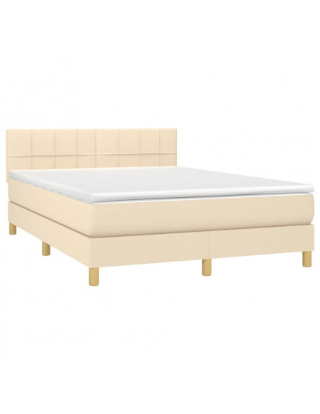 Letto a Molle con Materasso e LED Crema 140x190 cm in Tessuto