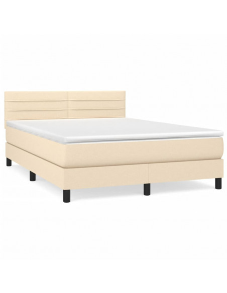 Giroletto a Molle con Materasso Crema 140x19 cm in Tessuto
