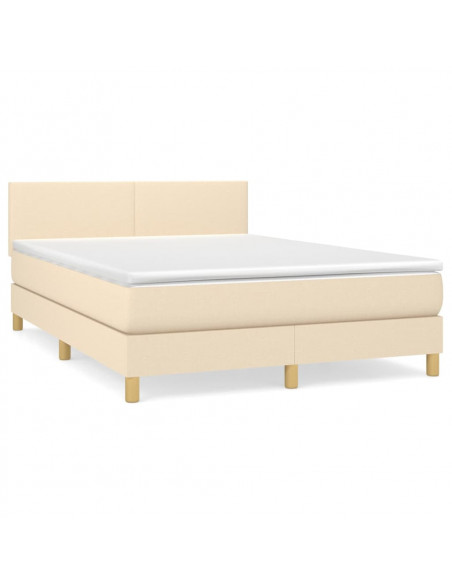 Giroletto a Molle con Materasso Crema 140x19 cm in Tessuto