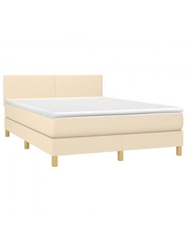 Giroletto a Molle con Materasso Crema 140x19 cm in Tessuto