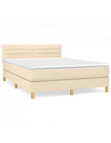 Giroletto a Molle con Materasso Crema 140x19 cm in Tessuto