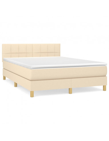 Giroletto a Molle con Materasso Crema 140x19 cm in Tessuto