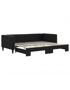 Divano Letto con Letto Estraibile Nero 90x200 cm in Tessuto 2