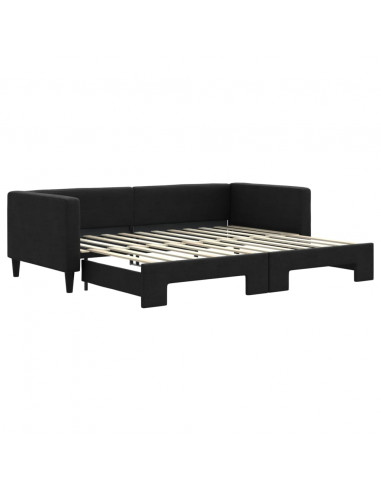 Divano Letto con Letto Estraibile Nero 90x200 cm in Tessuto