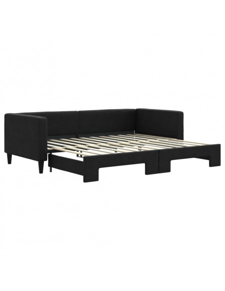 Divano Letto con Letto Estraibile Nero 90x200 cm in Tessuto