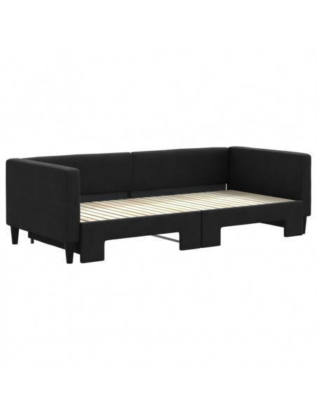 Divano Letto con Letto Estraibile Nero 90x200 cm in Tessuto