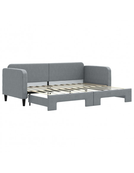 Divano Letto con Letto Estraibile Grigio Chiaro 80x200 Tessuto