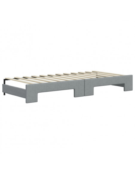Divano Letto Estraibile Cassetti Grigio Chiaro 80x200cm Tessuto