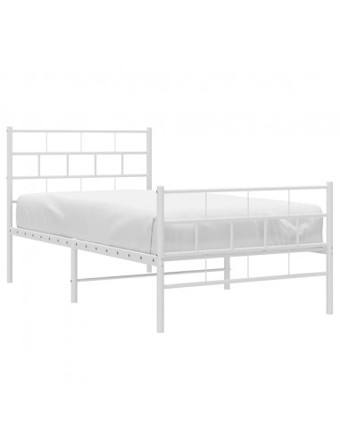 Giroletto con Testiera e Pediera Metallo Bianco 107x203 cm