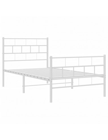 Giroletto con Testiera e Pediera Metallo Bianco 107x203 cm